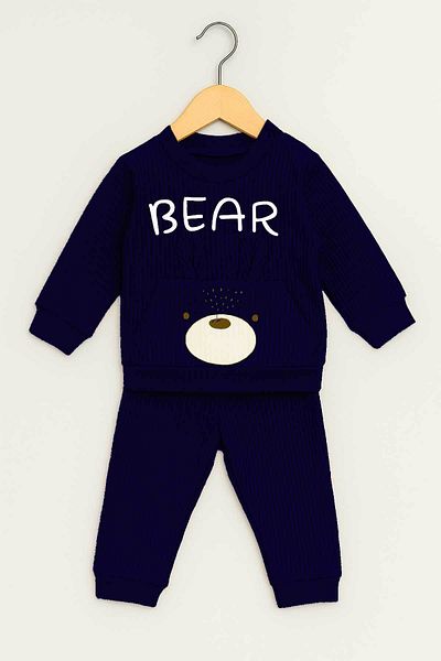 Peki Cotton Bear Printed Newborn 5-Piece and 4-Piece Pay Baby Set - Kangaroo Pocket Eared Gift 14393