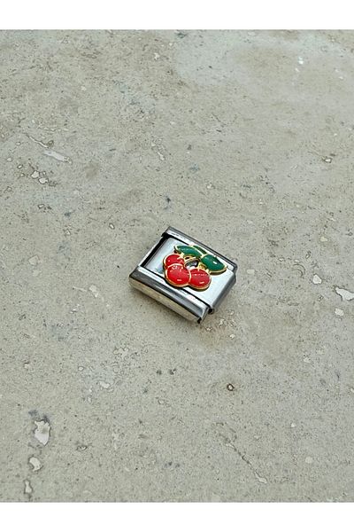 Snartun Cherry Figured Steel Charm I - Italian Steel Bracelet Charm