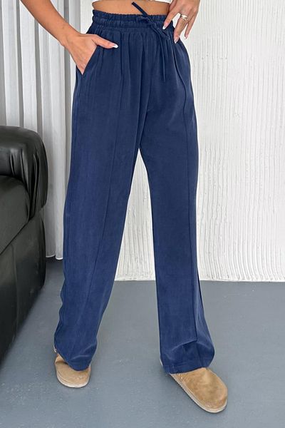 Feela Moda 2007 Lace-Up Elastic Waist Modal Striped Palazzo Women's Trousers