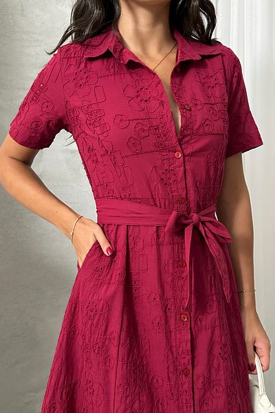 ASEDE Imported Special Design Shirt Collar Lined with Belt with Pocket 100% Cotton Fisto Dress Suitable for Testture