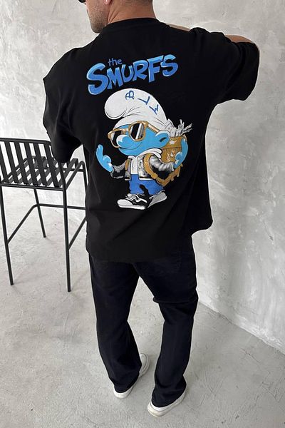 İLKCET MODA Μπλουζάκι Smurf με στάμπα Unisex Oversize