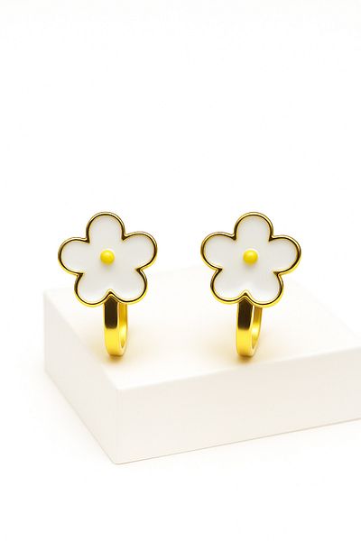MakeWell Non-Perforated Earrings Ear for Children Without Holes Flower Design Clip-On Children's Earrings