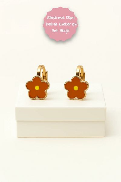 MakeWell Non-Perforated Earrings Ear for Children Without Holes Flower Design Clip-On Children's Earrings