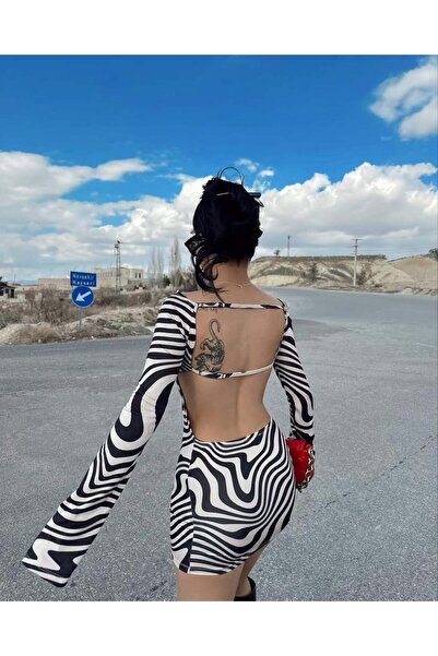 İlaydaButik Ayarlamalı Sırt Dekolte Mini Elbise