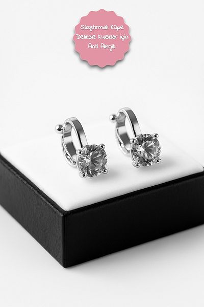 MakeWell Non-Pierced Earrings Compression Children's Earrings Single Stone Zircon Stone Compression Children's Teen Earrings