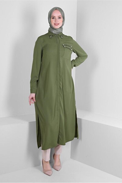 Alvina Тканинна туніка з прихованими ґудзиками та капюшоном 43548