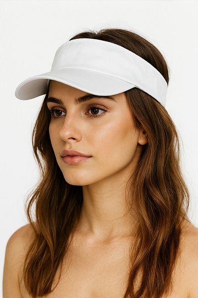 ZERAMİNE Visor Hat Uv Protective Tennis Hat 100% Cotton Ice Blue