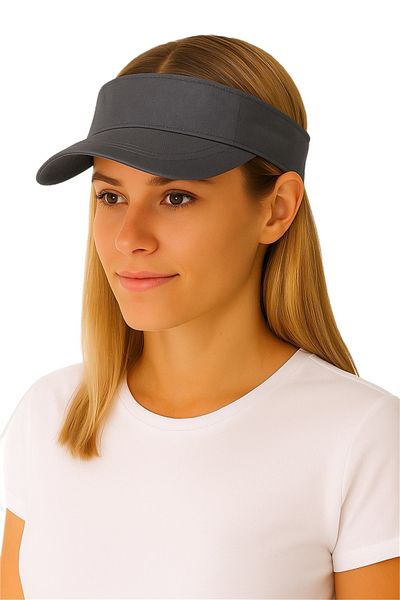 ZERAMİNE Gray Visor Hat Uv Protective Visor Tennis Hat Adjustable Back