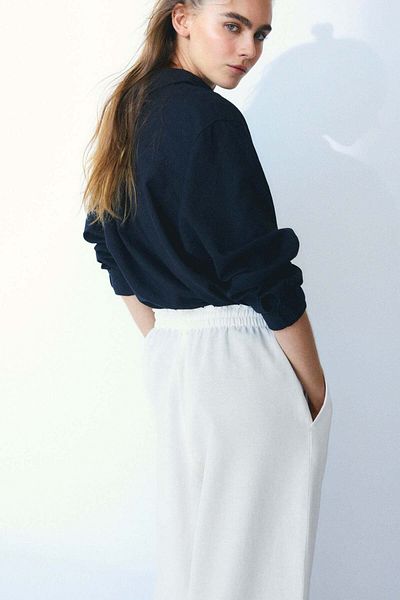 H&M Cropped Linen-blend Trousers