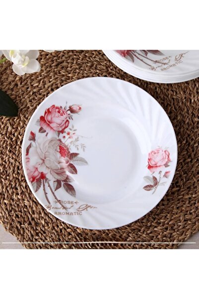 Elista Opal Dinner Plate Rose Pattern 20.2 cm 6 Pieces