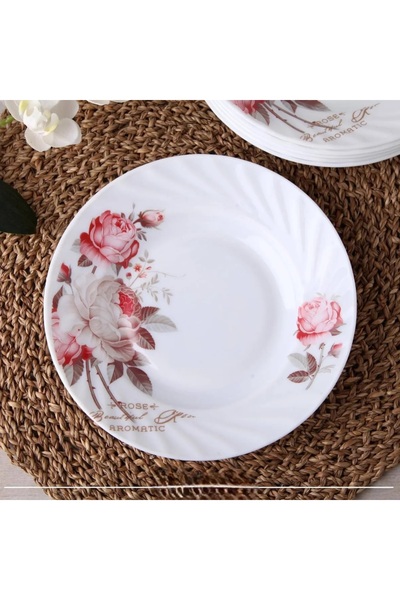 Elista Opal Dinner Plate Rose Pattern 20.2 cm 6 Pieces
