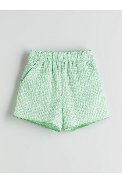 LC Waikiki Elastic Waist Plaid Girl's Shorts