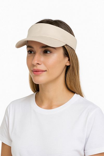 ZERAMİNE Visor Hat Uv Protective Visor Tennis Hat Adjustable Back Beige