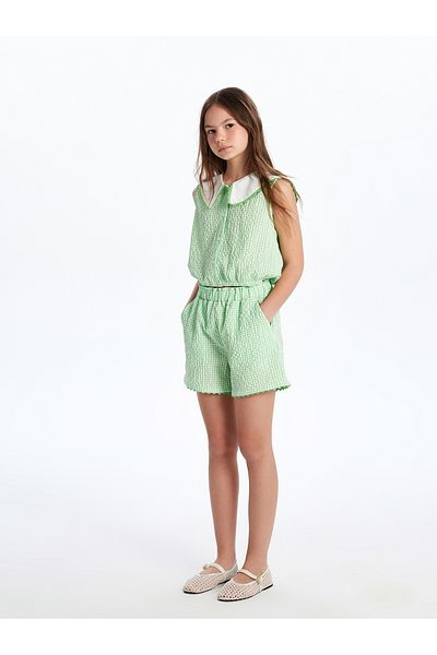 LC Waikiki Elastic Waist Plaid Girl's Shorts