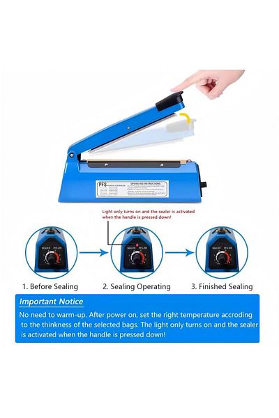 Generic Plastic Bag Sealing Machine, Vacuum Machine, Hand Pressure Sealing Machine Blue Black 20 Cm