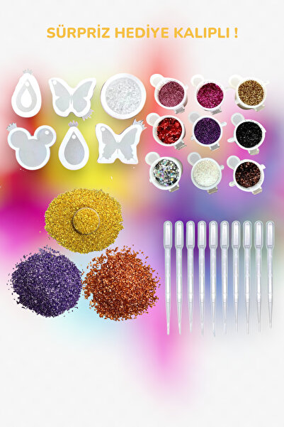 cnk craft shop Epoksi Başlangıç Set 32 Parçalı / Epoksi Kalıp Seti ,epoksi Malzemeleri, Şeffaf Epoksi Kalıp Hobi X2