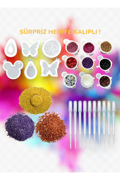 cnk craft shop Epoksi Başlangıç Set 32 Parçalı / Epoksi Kalıp Seti ,epoksi Malzemeleri, Şeffaf Epoksi Kalıp Hobi X2