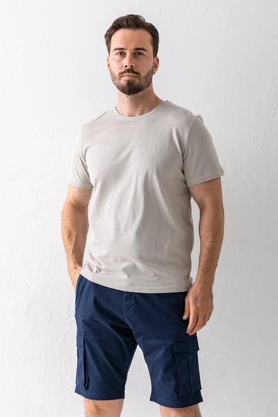 JB John Borners Мъжка тениска с кръгло деколте, стандартна кройка, цвят Stone...