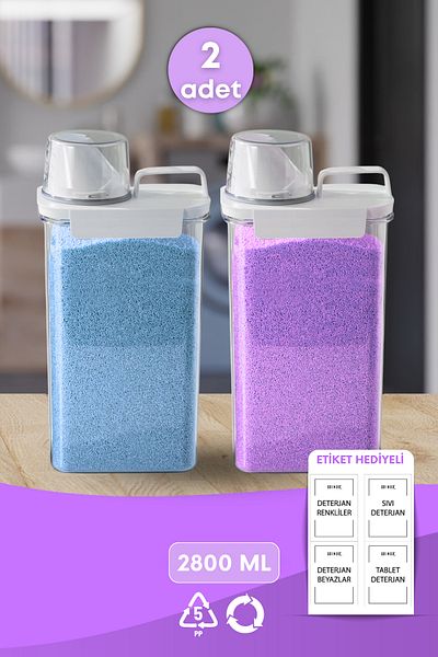GRİMOR Life 2Pcs Mega Size Leak Proof Storage Liquid Powder Detergent Storage Box- Scale Detergent Box 2800ml