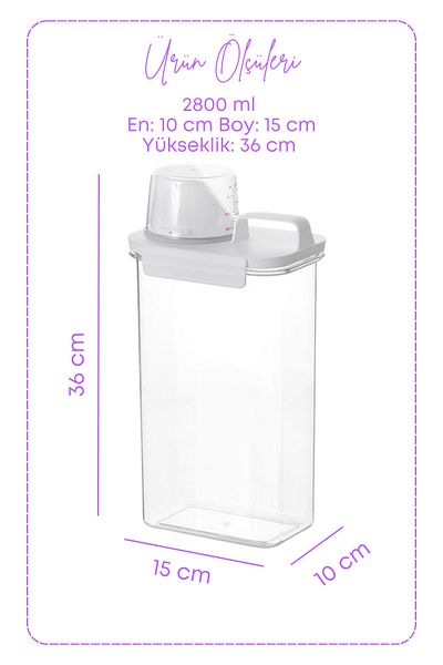 GRİMOR Life 2Pcs Mega Size Leak Proof Storage Liquid Powder Detergent Storage Box- Scale Detergent Box 2800ml
