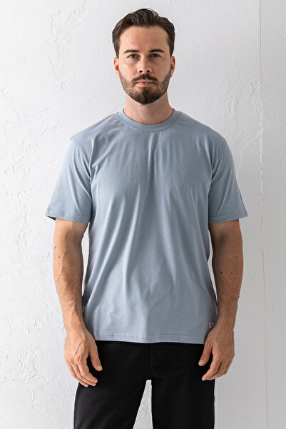 JB John Borners Мъжка тениска с кръгло деколте, сива, от памук - 2271