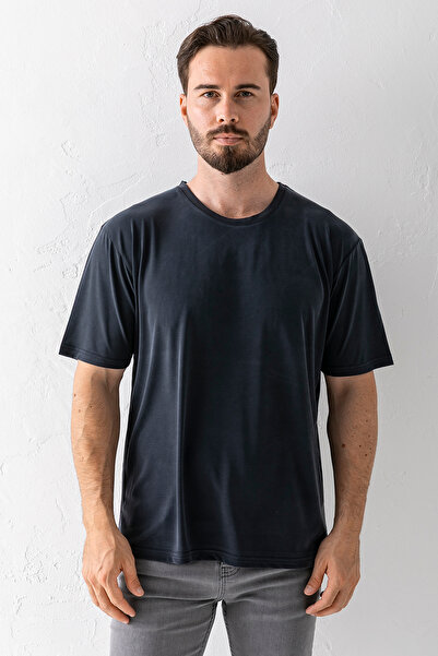 JB John Borners Ανδρικό μπλουζάκι με λαιμόκοψη Basic μαλακής υφής Anthracite - 2924