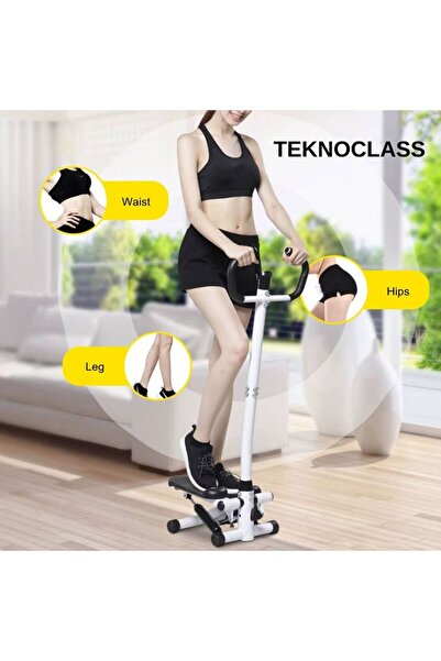 TeknoClass Dikey Model Stepper Egzersiz Aleti Bantlı Adım Bandı Step Hava Tırmanıcısı LCD Ekranlı Adım Aleti