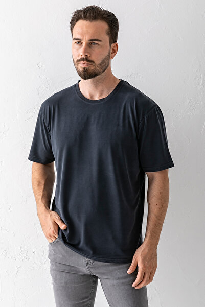 JB John Borners Ανδρικό μπλουζάκι με λαιμόκοψη Basic μαλακής υφής Anthracite - 2924