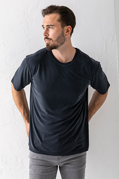 JB John Borners Ανδρικό μπλουζάκι με λαιμόκοψη Basic μαλακής υφής Anthracite - 2924