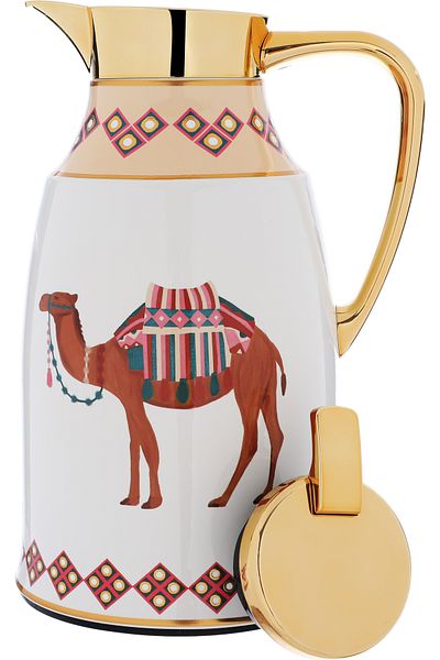 Alsaif Gallery Pearl And Gold Travel Thermos Set Of 2 Pieces