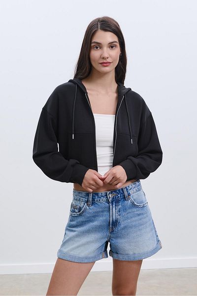 Stradivarius Soft Texture Zipper Sweatshirt