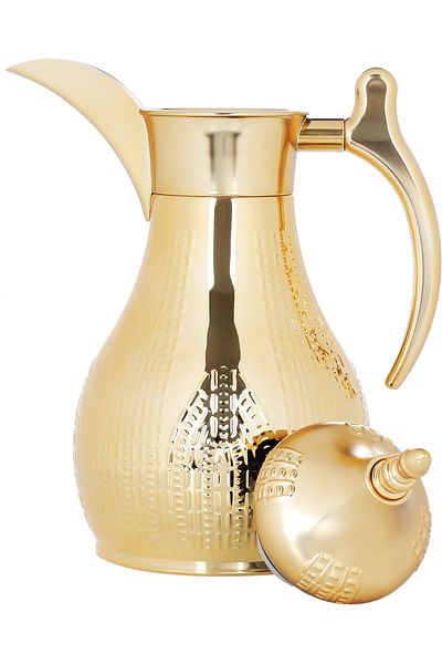 Alsaif Gallery Haila Embossed Gold Steel Thermos Set Of Two Pieces