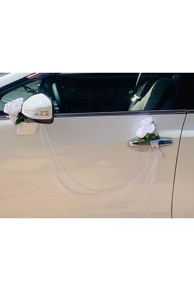 nuksoc 2 Pieces Pearl Detailed Ribbon Bridal Carriage Ornament Convoy Ornament Flower Not Included