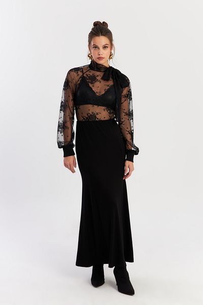 Cool & Sexy Fusta maxi Evoze cu talie elastică neagră pentru femei EY2923