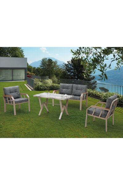 Tu Tienda NERGİZ KAPİÇİNO 2+1+1+MERMER MASA(70X120) BALKON BAHÇE MUTFAK TAKIM...