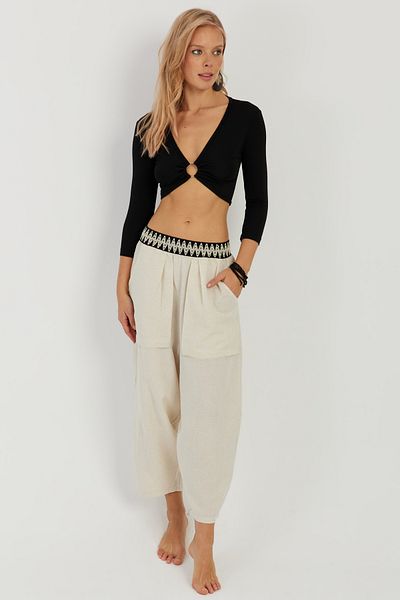 Cool & Sexy Dámské kalhoty Ecru Pocket Shalwar ÖM1203