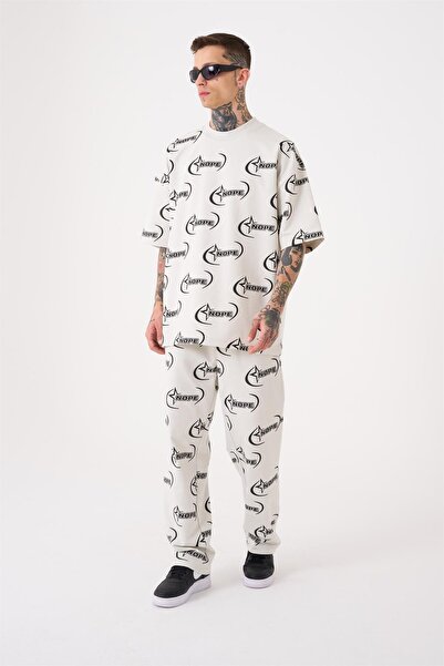 Machinist Ανδρικό μπλουζάκι με στάμπα, υπερμεγέθη, εκρού