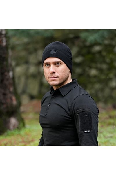 Wolftrap Tactical Black Fleece Beanie, Winter Soft Fleece Beanie