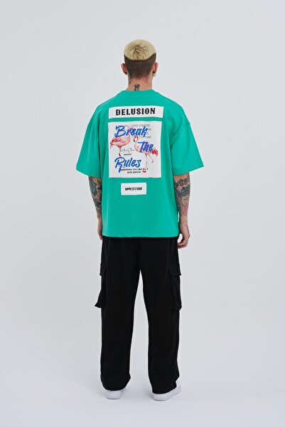 Machinist Ανδρικό μπλουζάκι ανοιχτό πράσινο Oversize - Break The Rules Printed