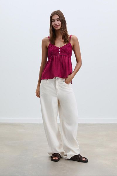 Stradivarius Ruffled crochet top