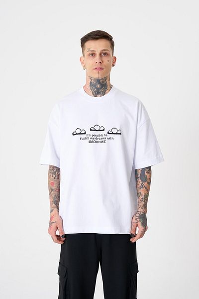 Machinist Ανδρικό μπλουζάκι Dream Rob με στάμπα Oversize Λευκό