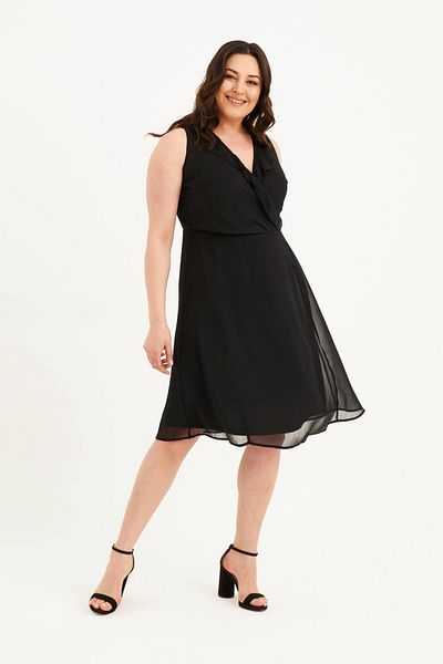 MYLİNE Cross Bias Lined Chiffon Dress
