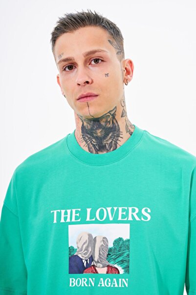 Machinist Ανδρικό μπλουζάκι The Lovers Printed Oversize ανοιχτό πράσινο