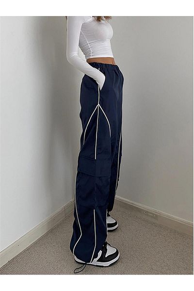 Touz zolid wear Harajuku Lines Λεπτομέρεια Cargo Pocket Σκούρο Ναυτικό Φούτερ Ναυτικό Μπλε Φούτερ