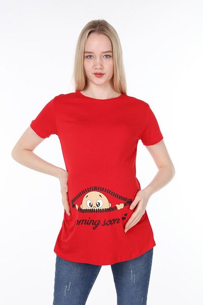 Işşıl 4473-Baby Viscose Maternity Short Sleeve T-shirt Facing from Zipper