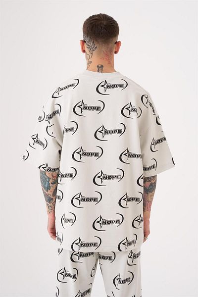 Machinist Ανδρικό μπλουζάκι Nope Printed Oversize ανοιχτό γκρι