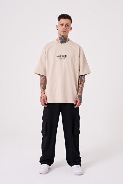Machinist Ανδρικό μπλουζάκι με στάμπα Money Roles Oversize ανοιχτό μπεζ