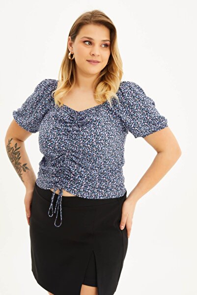 MYLİNE Kare Yaka Büzgülü Top