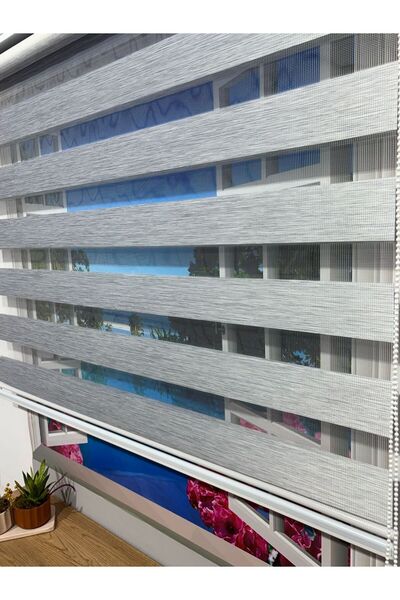 winella Ithal Bambu Açık Gri Bambu Stor Zebra Perde Etek Dilimsiz