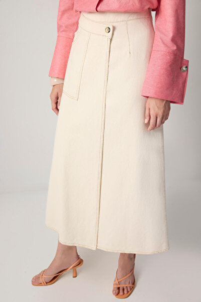 Touché Privé Kruvaze Naturel Denim Skirt